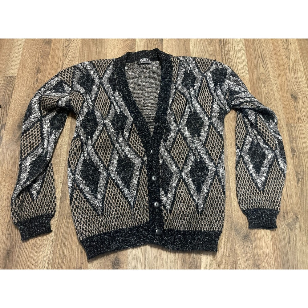 VanCort Sweater, Women's Size Medium, Brown Black, Cardigan, Long Sleeve